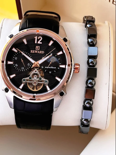 Reward Otomatik Deri Kordon 5 Atm Suya Dayanıklı Erkek Kol Saati VS.BLKT.0635 ürün görseli