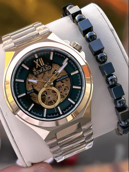 Reward Otomatik Çelik Kasa Çelik Kordon 5 Atm Suya Dayanıklı Erkek Kol Saati VS.BLKT.0633 ürün görseli