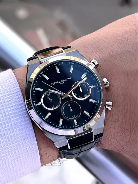 Pierre Cardin İtalyan Tasarım Bileklik Hediyeli Çelik Kasa Deri Kordon 3 Atm Erkek Kol Saati 0009.2 - 3