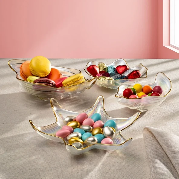 Fecra Deniz 4 Parça Cam Sunum Seti