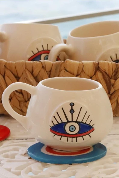 Fatima Rosa El Yapımı Seramik Kupa Fincan - 3