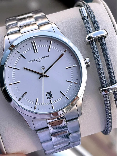 Pierre Cardin İtalyan Tasarım Bileklik Hediyeli Çelik Kasa Ve Kordon 3 Atm Erkek Kol Saati PC.0302.3 ürün görseli