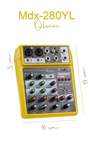 Midex MDX-280YL Ses Kartlı Ses Mikseri Stüdyo Kayıt Mixer - 5