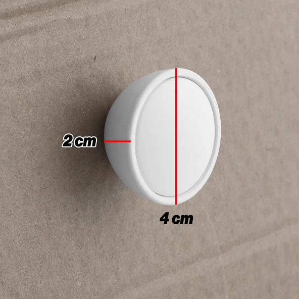 Tek Vidalı 10 Adet Beyaz Renk Polimer Düğme Kulp Bombeli Dolap Mobilya Dolap Çekmece Kulpu Kulbu - Resim 3