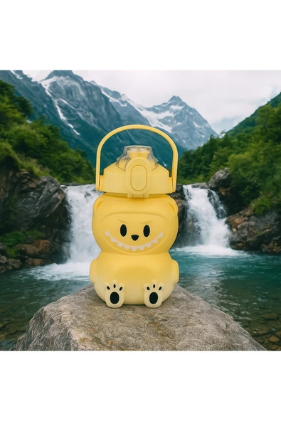 Labubu Matara Sarı 1000 ml – Sevimli Kapaklı Su Şişesi, Okul & Spor İçin Dayanıklı Su Kabı - 5