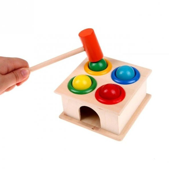 Hamaha Wooden Toys Ahşap Eğitici Geliştirici 4 lü Kare Çak Çak Hammer Case