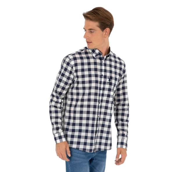 Erkek Lacivert Uzun Kollu Gömlek 50282882-VR033 - Resim 2