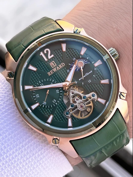 Reward Otomatik Deri Kordon 5 Atm Suya Dayanıklı Erkek Kol Saati VS.BLKT.0636 - Resim 2