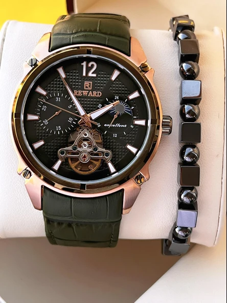 Reward Otomatik Deri Kordon 5 Atm Suya Dayanıklı Erkek Kol Saati VS.BLKT.0636 ürün görseli