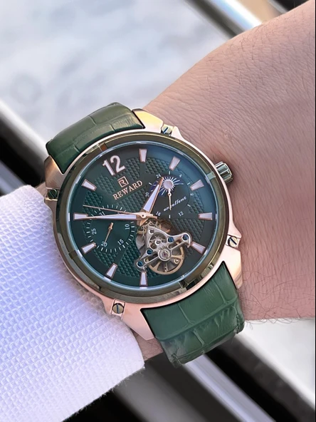 Reward Otomatik Deri Kordon 5 Atm Suya Dayanıklı Erkek Kol Saati VS.BLKT.0636 - Resim 3