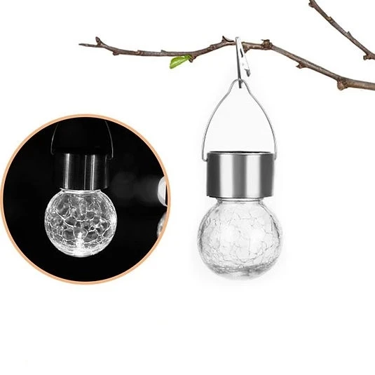 pilelistore Kırık Cam Tasarımlı Güneş Enerjili Askılı Led Işık Dekor - Resim 2