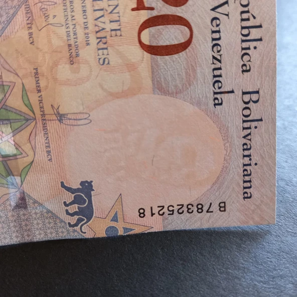 Escoines 3996368f4314ee3de7 Venezuela 10/20/50 Bolivar Çil - Resim 4