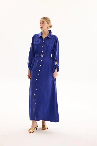 SPEACIALE SETA ELBİSE ANTRASİT - Resim 2