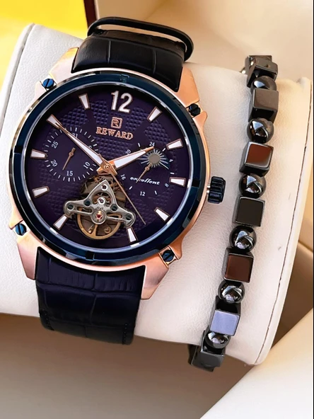 Reward Otomatik Deri Kordon 5 Atm Suya Dayanıklı Erkek Kol Saati VS.BLKT.0637 ürün görseli