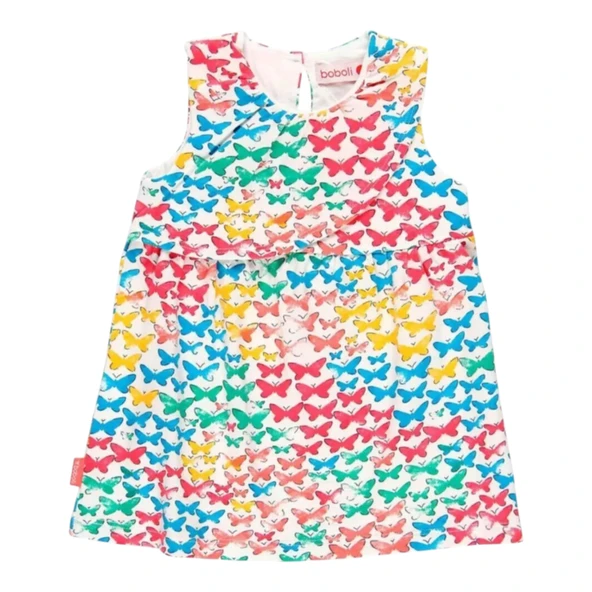 Kız Çocuk Kelebek Desenli Elbise - Resim 2