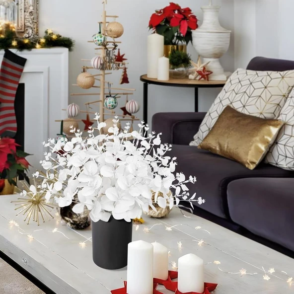Yapay Çiçek Beyaz Okaliptus Aradal Arajman Çiçeği Eucalyptus - Resim 5