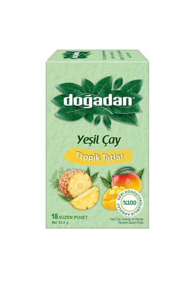 Doğadan Tropik Tatlar ve Şeftali & Çarkıfelek Meyveli Poşet Yeşil Çay 18'li x 4 Adet - Resim 2
