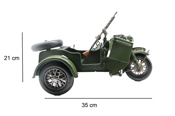 pilelistore Dekoratif Metal Askeri Sepetli Motor