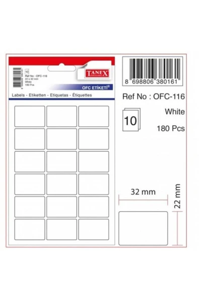 Ofc-116 Ofis Etiketi Beyaz 10 Lu 1161010 (1 Paket 10 Adet)