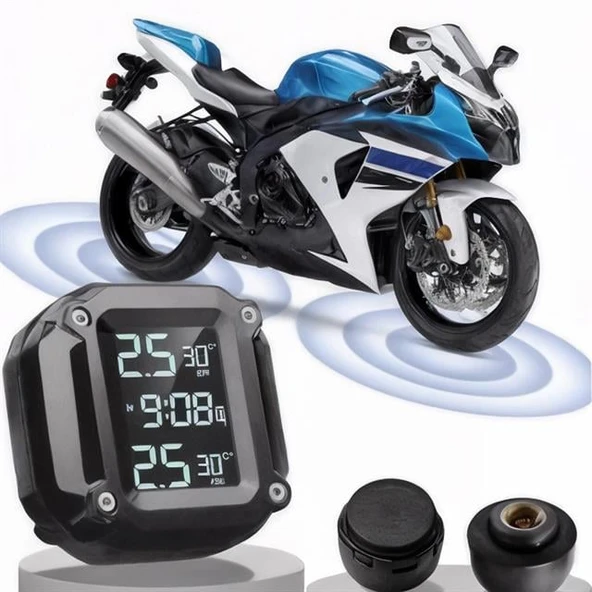 Powermaster PM-28656 Motosiklet Kablosuz Lastik Basınç Ve Sıcaklık İzleme Sistemi (TPMS)