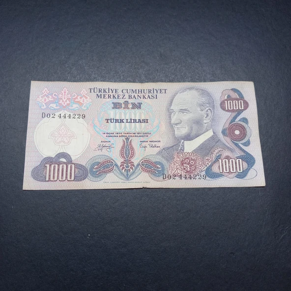 Escoines 3996368f42549c3d4a 1000Lira 6.Emisyon 2.Tertip D02 Serisi Temiz ürün görseli 1