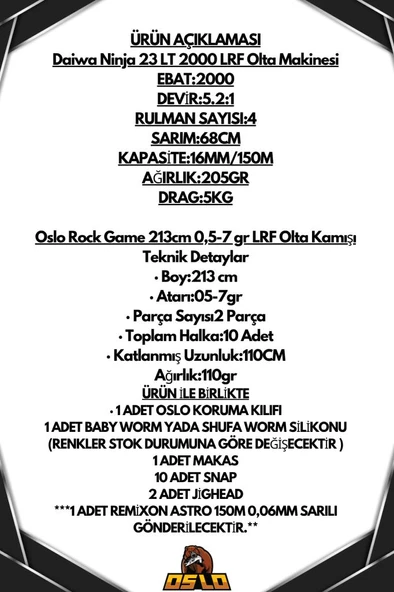 Oslo Rock Game 213cm 0,5-7gr Daiwa Ninja 23 LT 2000 8 Örgü LRF Olta Seti - Resim 2