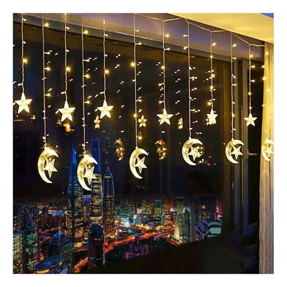 pilelistore Ay Yıldız Perde Led Günışığı Fişli