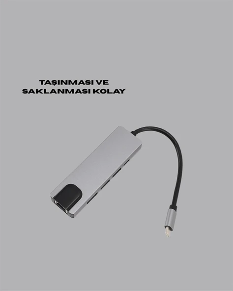 Alüminyum Gövdeli Type‑C HDMI & Ethernet Adaptör – Tak & Çalıştır - 2