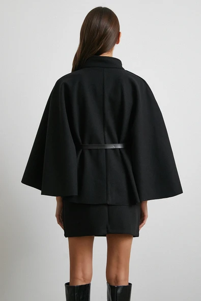 Kemerli Kaşe Panço Siyah - 6