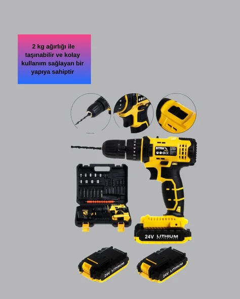 Hafif ve Ergonomik 12V Kablosuz Matkap | Hızlı Şarj ve Uzun Pil Ömrü - 2