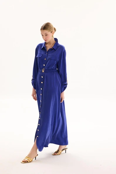 SPEACIALE SETA ELBİSE ANTRASİT - Resim 3