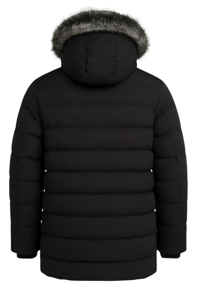 Erkek Siyah Erkek Outdoor Su Geçirmez Kapüşonlu Kışlık Kaban – Rüzgar ve Yağmura Dayanıklı  Mont&Kaban - 5