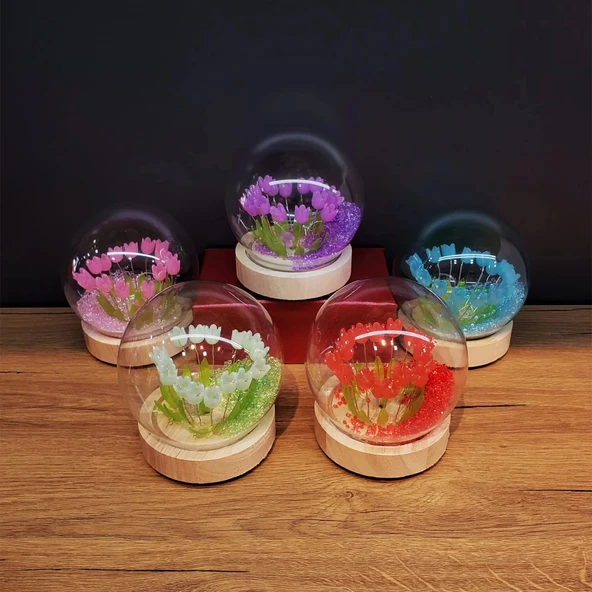 pilelistore Led Işıklı Lale Cam Fanus - 2