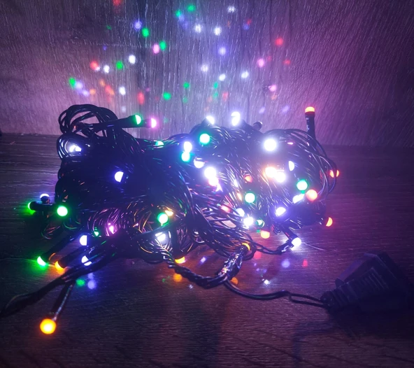 pilelistore 10m 100 Led Damla Uçlu Led Işık RGB Işık Siyah Kablo ürün görseli 1