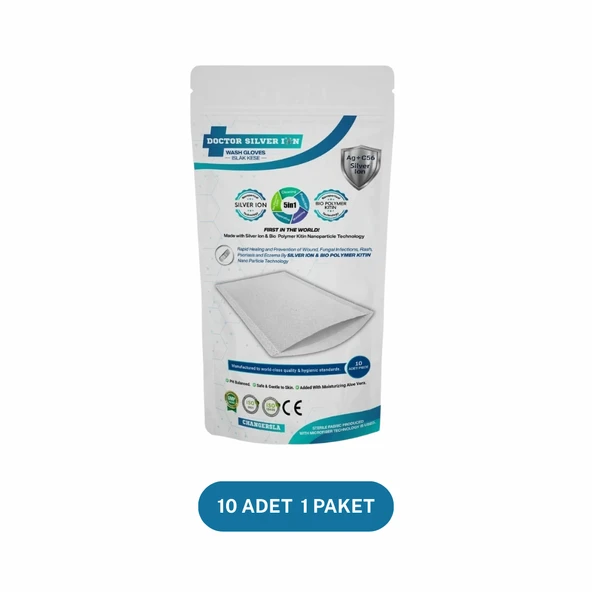 Gümüş Iyon & Biyopolimer Kitin Duruluma Gerektirmeyen 10'lu Kremli Vücut Temizleme Kesesi (1 Paket) - Resim 2