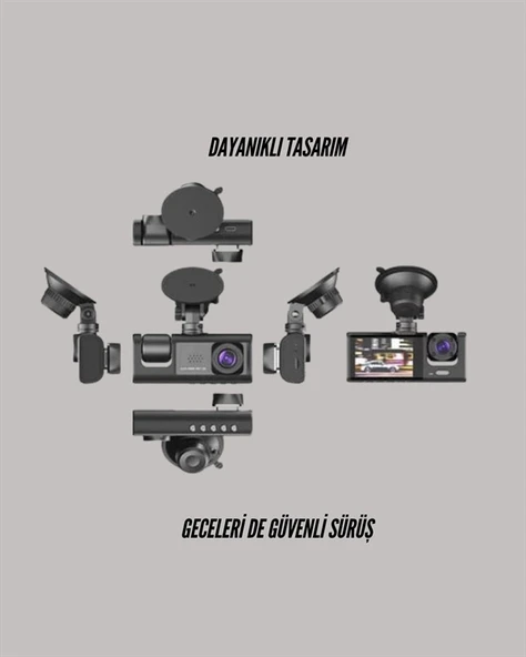 TA-01 1080P Ön 720P Arka ve İç Kamera Sistemli DVR - 2