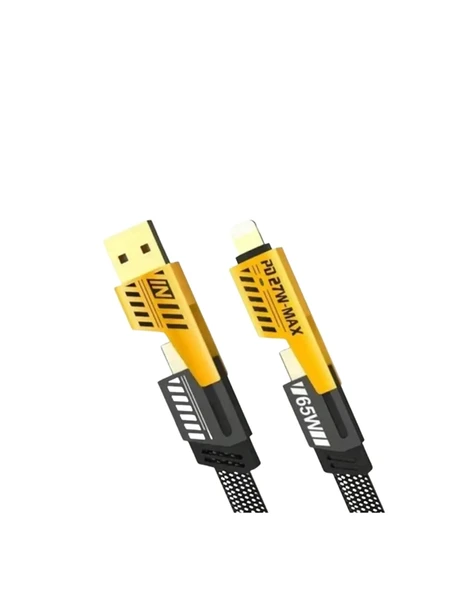 4'ü 1 Arada Metal Hızlı Veri Kablosu – 65W Güç, 27W iPhone Desteği, 480Mbps Aktarım - 3