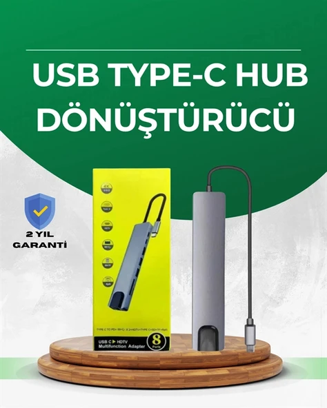 Type‑C Dönüştürücü – 2×USB3.0, SD/MS, 4K HDMI & RJ45 ile Profesyonel Kullanım - 1