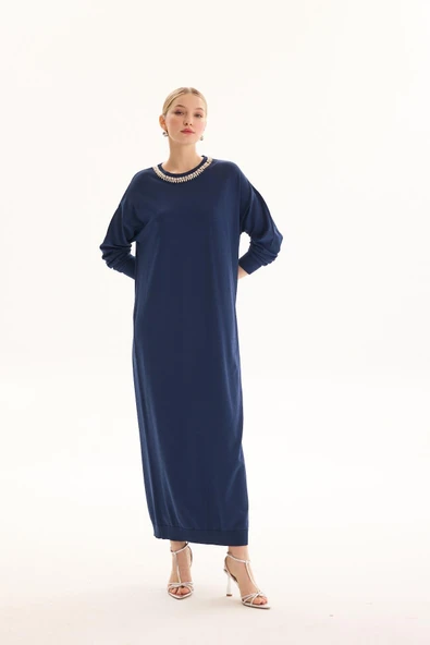 AMORE TAŞ İŞLEMELİ TRİKO ELBİSE ürün görseli 1