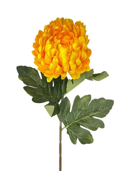 Yapay Çiçek Krizantem Sarı Koyu 90cm Tek Dal Kumaş Çiçek Uzun Dal ürün görseli