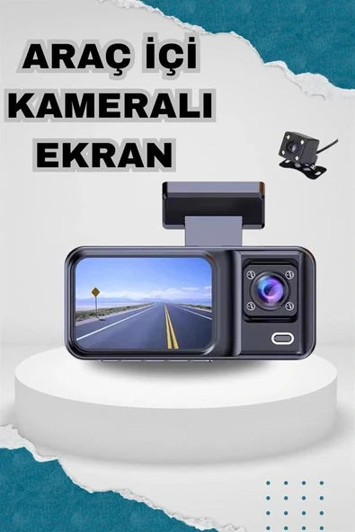 Ön ve Arka Kameralı 2 İnç 1080P Full HD DVR Araç İçi Ekran - 2