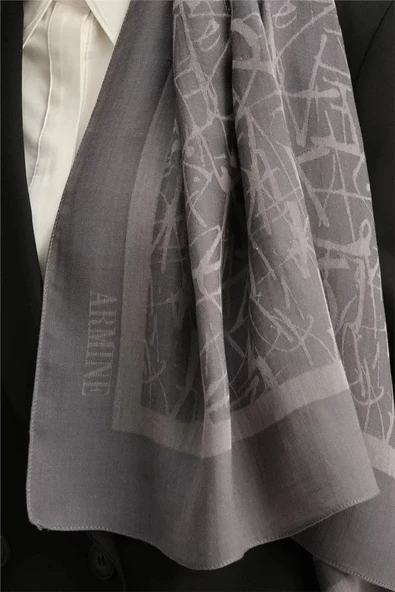 ARMİNE TENSEL İPEK KALİGRAFİ DESEN ŞAL - Resim 6