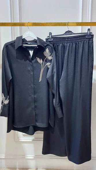 TAŞ DETAYLI SATEN TAKIM - Resim 3