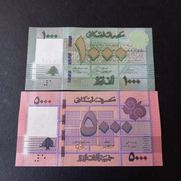 Escoines Koleksiyon 3996368f56c3d5a461 Lübnan 1000 5000 Livres Çil kağıt para ürün görseli 1
