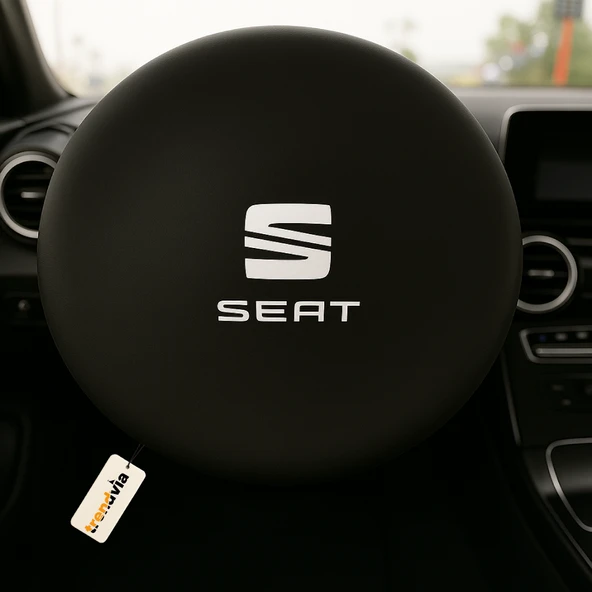 Seat Uyumlu Siyah Direksiyon Koruma Kılıfı  Penye Kumaş Dokuma
