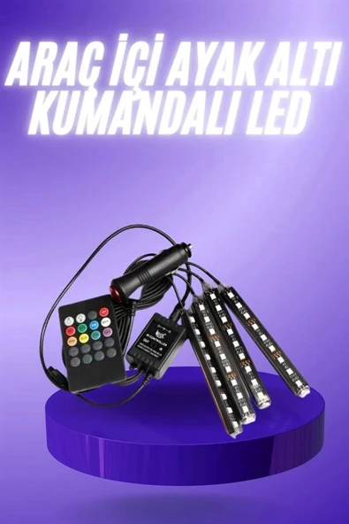 Araç İçi Ayak Altı 12'li Şerit Led Işık Uzaktan Kumandalı RGB Işıklı Ses ve Müziğe Duyarlı - 2