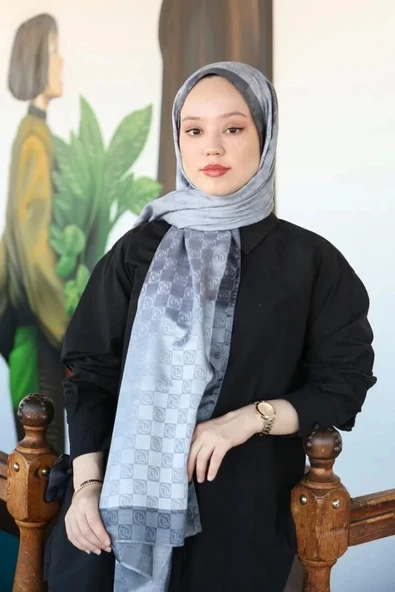 HİNT İPEK MONOGRAM ŞAL - Resim 4