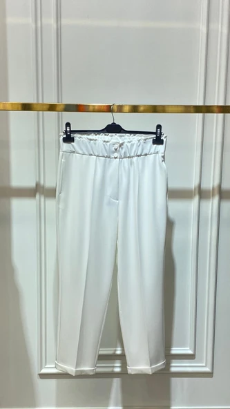 SENTEZ BELİ LASTİKLİ İNCE DUBLE PAÇA PANTOLON