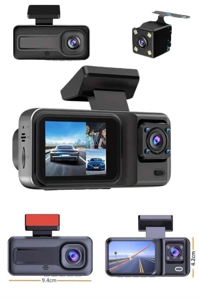 DVR Araç İçi Kamera Ön ve İç Kamera 2 İnç Ekranlı Çift Kamera - 4