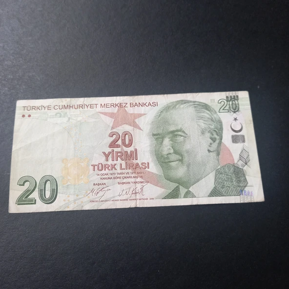 Escoines Koleksiyon 3996368f6bf0b64214 9.Emisyon 20Türk-Lirası Güzel Numara D204 922229 kağıt para - 2